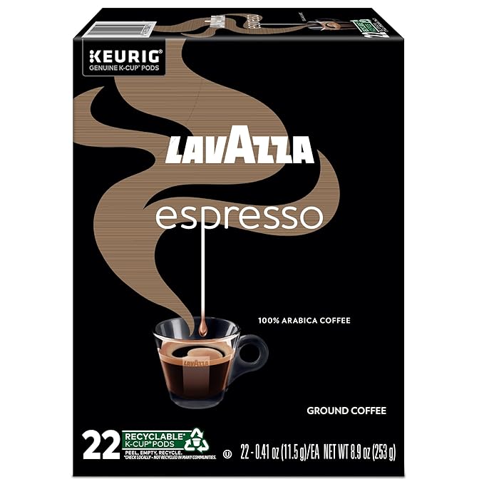 Lavazza Espresso Single-Serve Keurig K-Cup Pods Medium Roast Coffee 88-Count Box (4 Packs of 22)