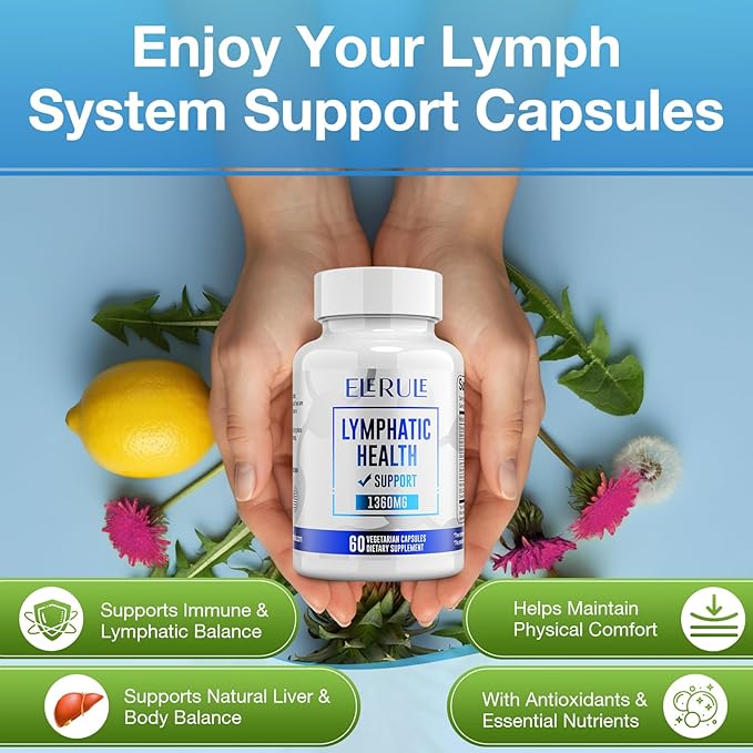 Lymphatic Support Supplement Lymphatic Drainage Supplements with with Dandelion Burdock Echinacea Lemon &amp More Lymph System Support for Men and Women – 60 Capsules