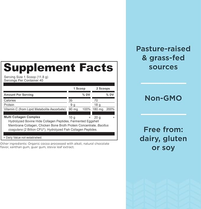 Ancient Nutrition Multi Collagen Protein Powder Vanilla 45 Servings + Multi Collagen Protein Powder Chocolate 45 Servings