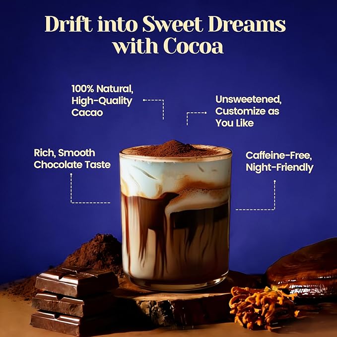 Venture Pal Mushroom Hot Cocoa Powder with Magnesium Glycinate L-Theanine &amp Reishi to Calm &amp Relax Natural Sleep Aids for Adults Melatonin 3mg Unsweetened Hot Chocolate for Deep Sleep 30 S