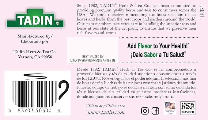 Tadin Seven Blossoms Herbal Tea Caffeine Free 24 Tea Bags Per Box Pack of 6 Boxes Total