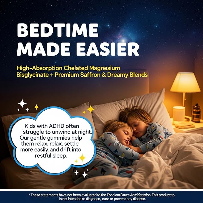 Kids Sleep Gummies NO Melatonin - Triple Magnesium Glycinate + Saffron GABA Berry &amp Nut Superfood Gummies Sugar Free Nighttime Sleep Aid &amp Calm for Kids 4+ Restful Sleep Brain &amp Muscl