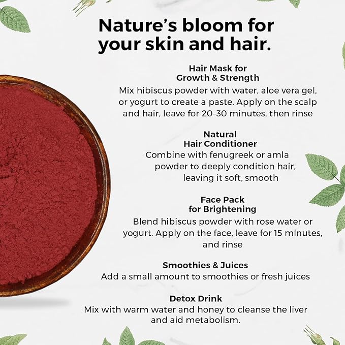 CARMEL ORGANICS Organic Hibiscus Petals Powder 28 Ounce or 1.75 Lb | USDA Certified Organic | Non GMO | Rich in Vitamin C | No Added Preservative | Indian Origin Hibiscus Powder