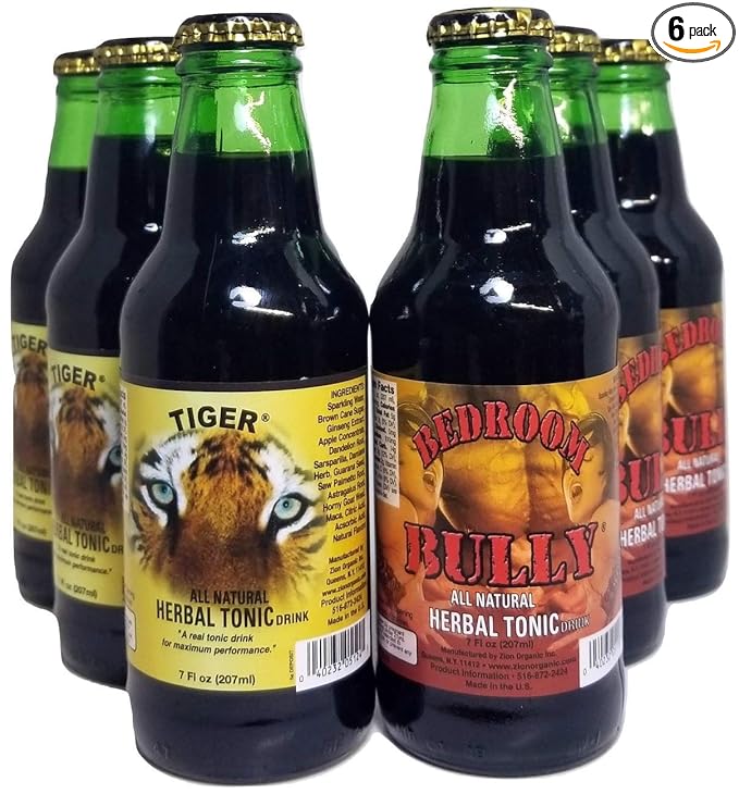 Zion Brand Herbal Tonic variety 6-pack - Tiger and Bedroom Bully - 7 OZ each