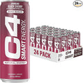 C4 Smart Energy Drink - Sugar Free Performance Fuel &amp Nootropic Brain Booster Coffee Substitute or Alternative | Black Cherry 12 Oz - 24 Pack