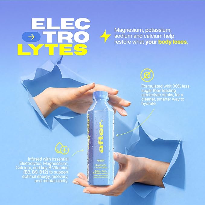 AFTER Electrolyte Drink Blueberry Flavor Electrolytes Hydration Drink 12 Pack 16.9 fl oz Bottles