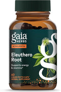 Gaia Herbs Eleuthero Root - Energy Stamina &amp Mental Endurance Support* - Eleuthero Root (Siberian Ginseng) Adaptogen Herbal Supplement - 60 Vegan Liquid Phyto-Capsules (60 Servings)