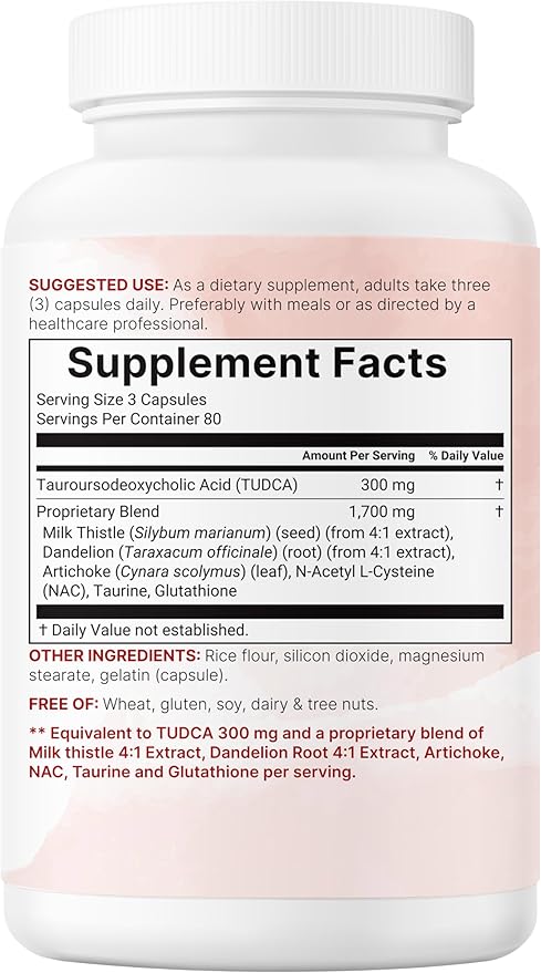 Micro Ingredients TUDCA Bile Salts 2000mg Supplement 240 Capsules | 7-in-1 Complex with NAC Milk Thistle Glutathione Dandelion &amp Artichoke | Extra Strength Tauroursodeoxycholic Acid | Non-GMO