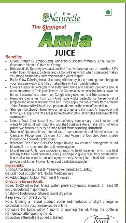 Strong Amla/Gooseberry Herbal Juice - 100 % Natural 400 ML X 2