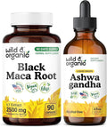 Wild &amp Organic Black Maca Root 90 Capsules &amp Ashwagandha Tincture 4 fl oz
