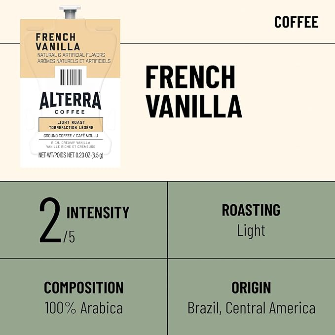 Flavia Alterra French Vanilla Coffee Freshpacks works only with Flavia Brewers Light Roast (Case of 100)