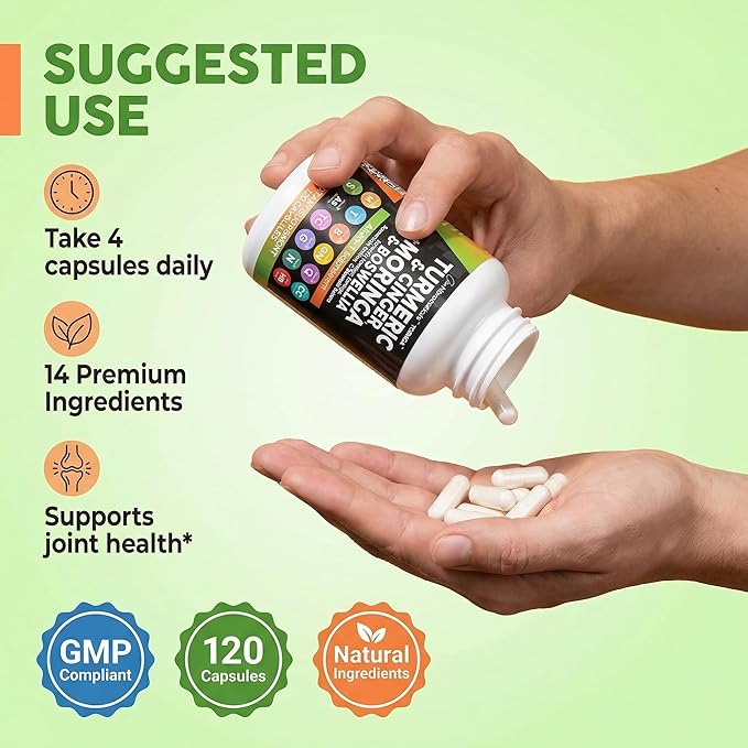 Clean Nutraceuticals Turmeric Moringa Supplement | Ginger Boswellia Saffron - Supplement for Women and Men with Ceylon Cinnamon Tart Cherry Quercetin Garlic Nettle Holy Basil - 1Pack