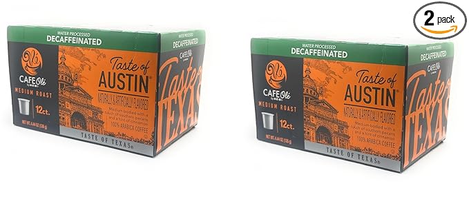 Cafe Ole HEB Single Serve Coffee Pods 12 count - 2 boxes (Taste of Austin Decaf)