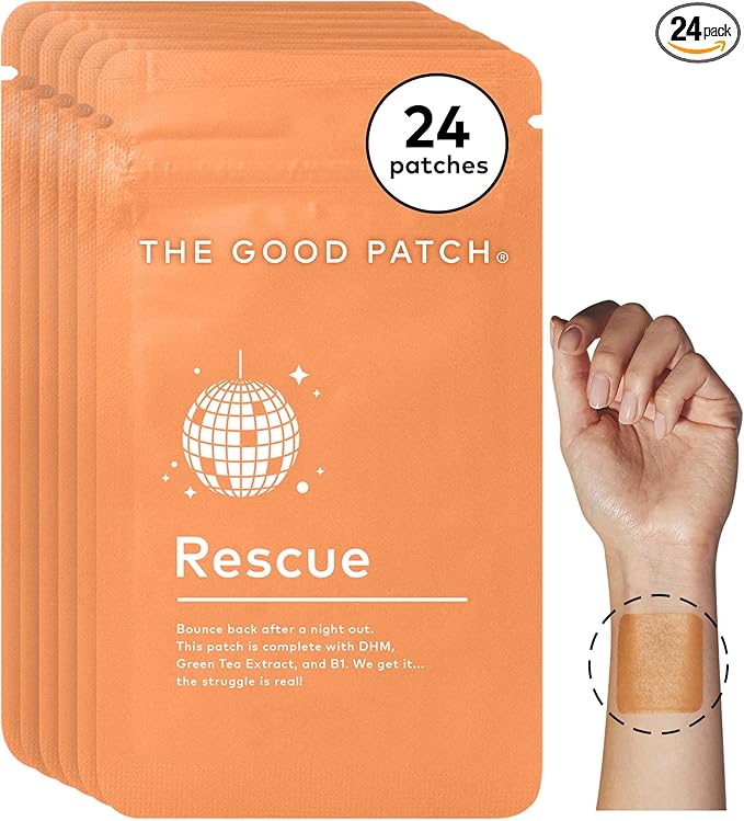 The Good Patch Rescue Recovery Patch Natural Patch with DHM Vitamin B1 and Green Tea Plant-Powered Wearable Wellness Support After a Night Out (24 Total Patches)
