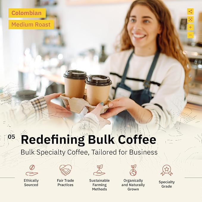 Colombian Medellín Coffee Beans - Single Origin Medium Roast Freshly Roasted To Order Organic Fine Espresso Grind Coffee Specialty Grade Fair Trade and Non-GMO - 5LB