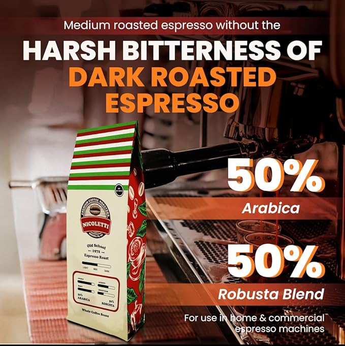 Nicoletti “Old School 1972” Espresso Roast [Whole Beans 2lb] Made in Brooklyn NY Since 1972 (Fresh Roasted Espresso with Date Stamp)