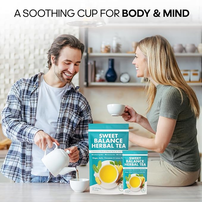 Zyzven Naturals Sweet Balance Herbal Tea - Ginger Amla Cinnamon Lemon Peel Blend - 30 Servings 80g Loose Leaf Tea for Daily Wellness &amp Blood Sugar Support Tea