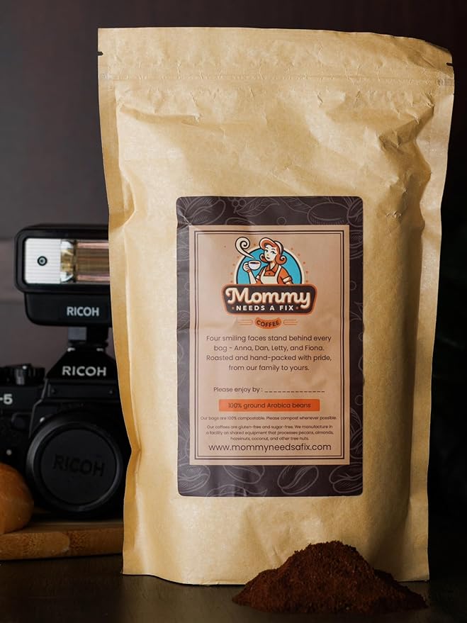 Mommy Needs A Fix Full Caff Ground Coffee | 100% All Natural Arabica Beans | Medium Roast | Pregnancy &amp Breastfeeding Friendly | Roasted in the USA | 1 lb