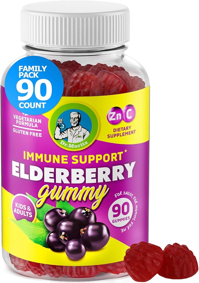 DR. MORITZ Elderberry Gummies for Kids and Toddlers (Elderberry Gummies (Kids &amp Adults) - 90 Count)