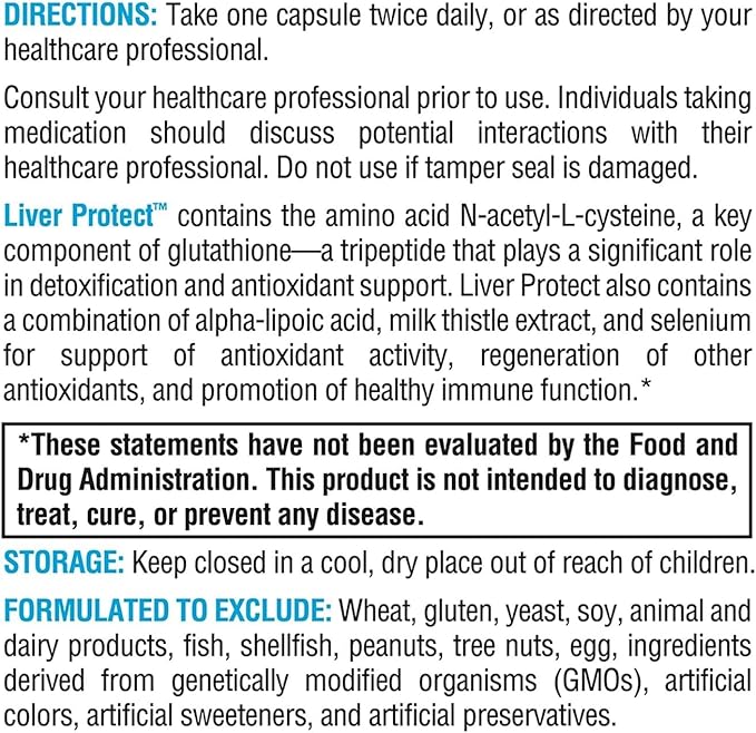 XYMOGEN Liver Protect - Supports Liver Health + Glutathione Production - Milk Thistle Extract ALA Alpha-Lipoic Acid N-Acetyl-L-Cysteine Selenium L-Selenomethionine (60 Capsules)