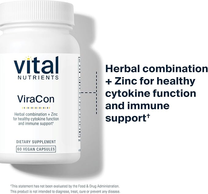 Vital Nutrients ViraCon - Vegan Immune Support Supplement* - Zinc Elderberry Licorice Root Extract &amp Other Herbs for Comprehensive Immune Support - Gluten Dairy Soy Free - Non-GMO - 60 Capsul