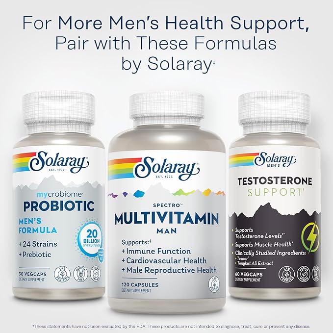 SOLARAY Spectro Multivitamin for Men - Cellular Energy Heart Health Immune Support - 45 Vitamins and Minerals w/Vitamin A Vitamin C D Zinc Digestive Enzymes CoQ10 60-Day Guarantee 30 Serv.