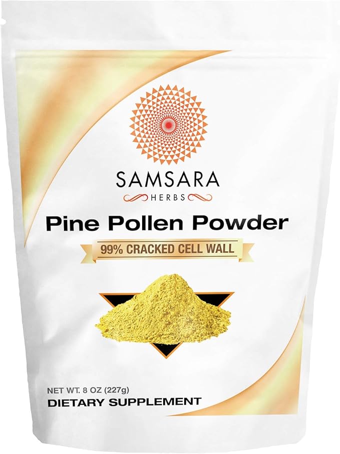 Samsara Herbs Pine Pollen Powder Wild Harvested - 99% Cracked Cell Wall (8oz/227g) Supports Healthy Energy &amp Longevity