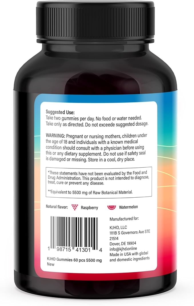 KJHD 2 Pcs Shilajit Ashwagandha Gummies with Sea Moss Beet Root Lion’s Mane Mushroom &amp Black Seed Oil – Organic Herbal Superfood Supplement – 120 Vegan Gummies