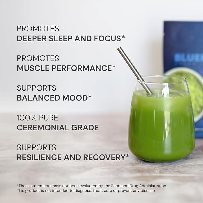 Blueprint Bryan Johnson Matcha Powder – Ceremonial Grade Japanese Matcha – Green Tea for Energy &amp Focus – Natural Caffeine Antioxidant-Rich – 30mg L-Theanine- 30 Servings