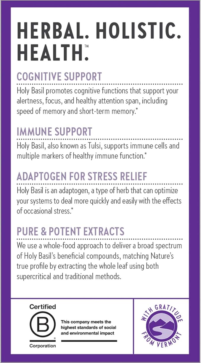 New Chapter Stress Relief Supplement - Holy Basil Force with Supercritical Holy Basil for Stress Support + Immune Support + Non-GMO Ingredients - Vegetarian Capsules 120 Count