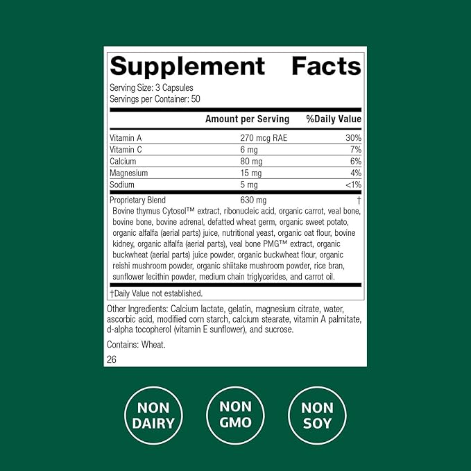 Standard Process Inc. Congaplex - Thymus Gland Support Supplement - Immune Health with Calcium Lactate Magnesium Vitamin C &amp Vitamin A - Immune System Aid with Mushroom Powder - 150 Capsules
