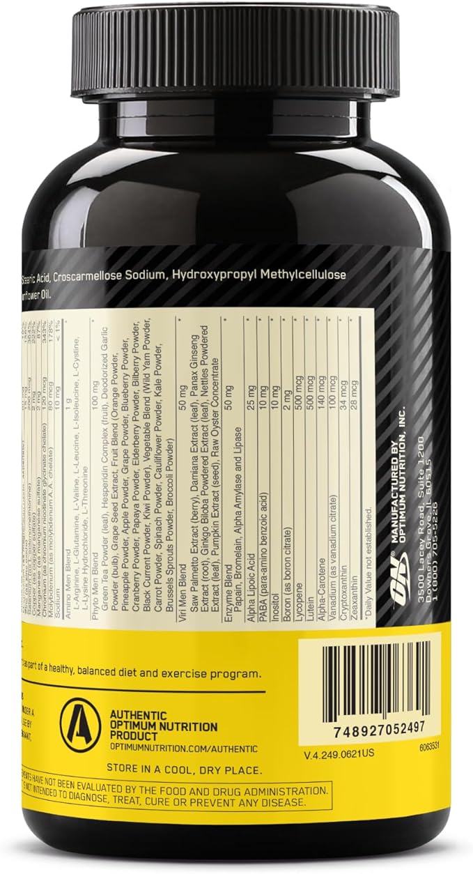 Optimum Nutrition Opti-Men Daily Multivitamin for Men Immune Support Supplement with Amino Acids 80 Day Supply 240 Count (Packaging May Vary)
