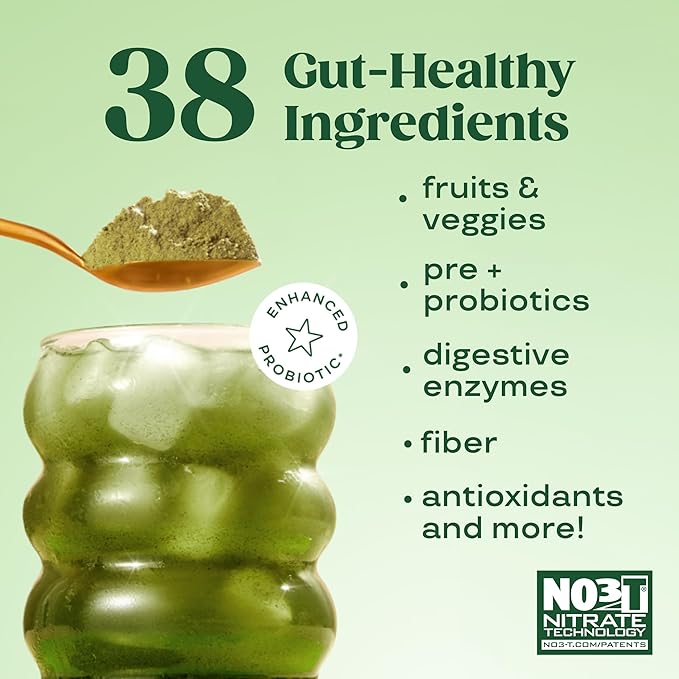 Bloom Nutrition Superfood Greens Powder Digestive Enzymes with Probiotics and Prebiotics Gut Health Bloating Relief for Women Chlorella Green Juice Mix with Beet Root Powder 60 SVG Citrus