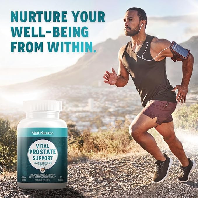 Vital Prostate Support Supplement for Men – Multiphase Herbal Formula with Saw Palmetto Beta-Sitosterol &amp Zinc – Urinary Flow Bladder Comfort &amp Prostate Health Supplements for Men – 30 Days