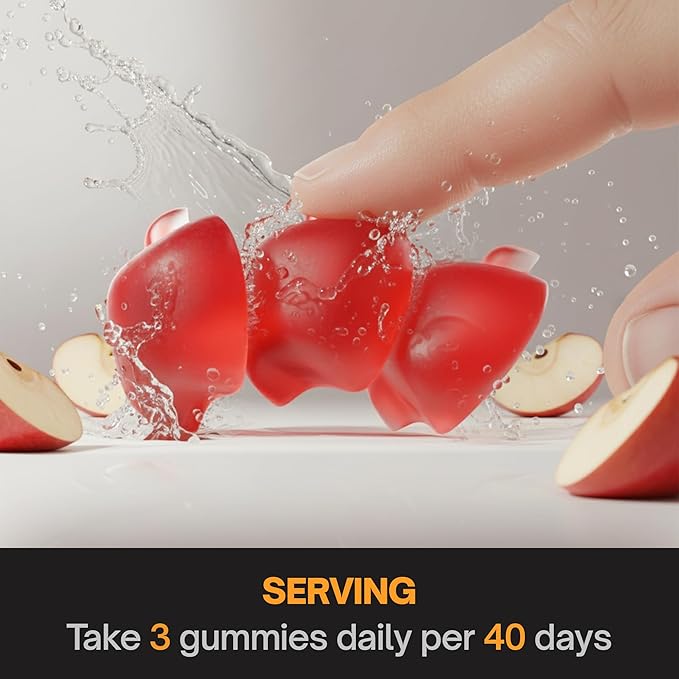 Premium 120 Creatine Gummies - Formulation with Creatine Monhydrate Vitamin C &amp B6 - Vegan Non-GMO Sugar-Free Red Apple Flavor