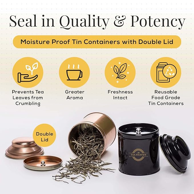 The Tea Heaven - Ginger Turmeric Loose Leaf Tea Herbal Mix with Black Pepper Cinnamon &amp Ginger 100 Grams (3.5 oz) Copper Tin