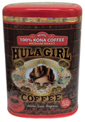 HULA GIRL 100% KONA Roasted Arabica Whole Bean Coffee Medium Roast Net Wt. 10.5 Ounce (0.66Lb) 300 Grams Collector Tin