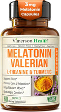 Melatonin 3mg Sleep Aid with L-Theanine &amp Valerian Root – Turmeric Curcumin Supplement with Ginger &amp Black Pepper – Organic Turmeric Supplement for Sleep Calm and Stress Relief Support – 60 C