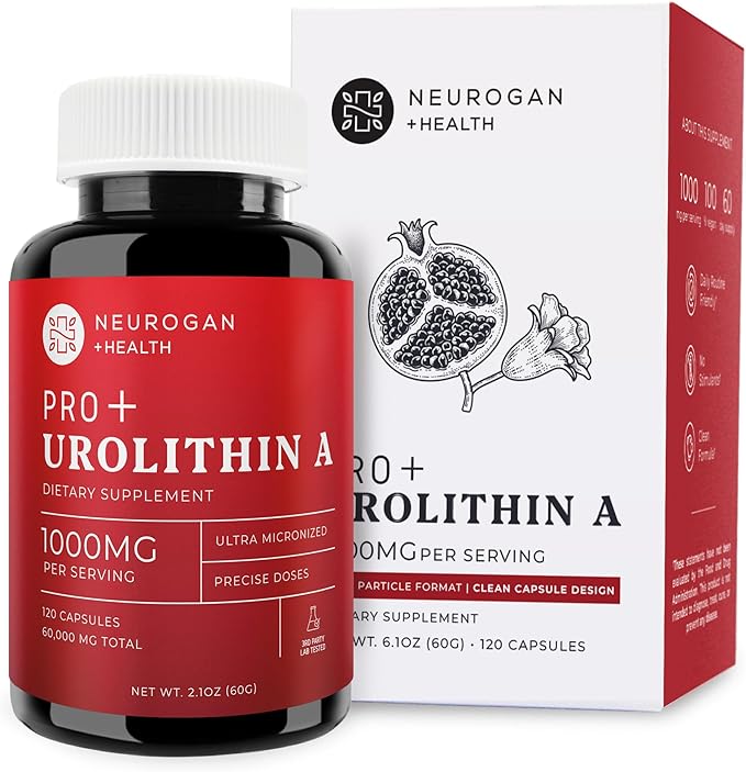Neurogan Urolithin A PRO Capsules - 1000mg 120 Ct - Advanced Cellular Health Post Biotic Supplements - Ultra Micronized Urolithin A Supplement Sourced from Pomegranate Extract