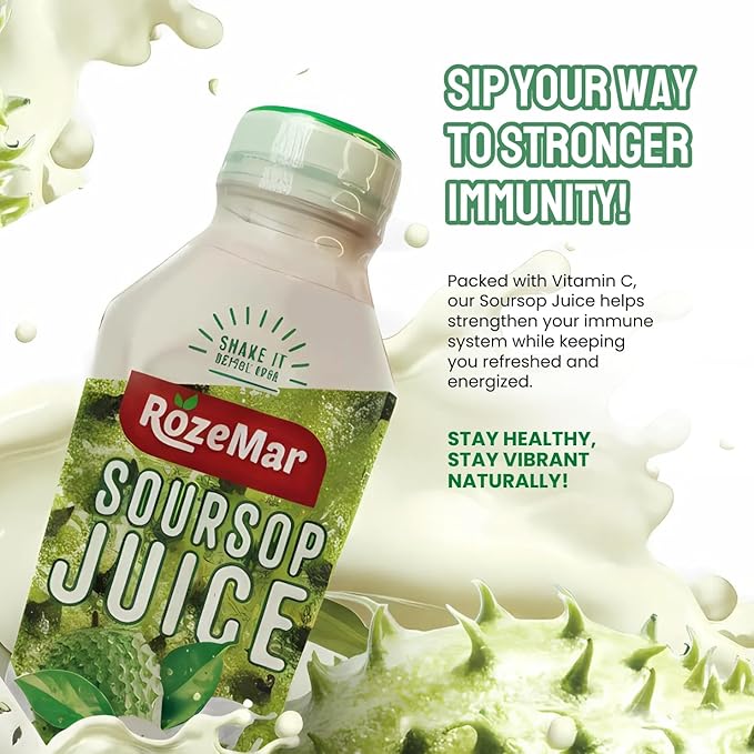 Rozemar Soursop Juice | Tropical Soursop Beverage | Rich Flavor Superfruit Drink | 16 fl oz Bottles | Pack of 12
