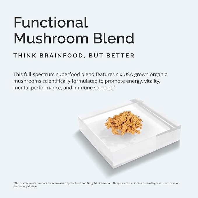 BRAINMD Dr Amen Smart Mushrooms - 3.2 oz - Mental Performance + Immune Support - Vegan GMO Free Gluten Free - 30 Servings