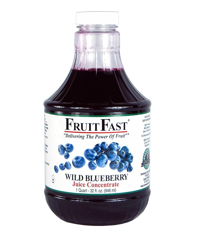 Wild Blueberry Juice Concentrate by FruitFast - (32 FL OZ) Unsweetened 65 Brix Pure Concentrated Blueberry Juice - 100% Dark Wild Blueberry Extract - No Additives or Fillers!