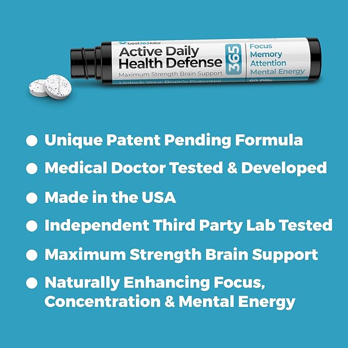 Maximum Strength Brain Support - Methylene Blue Caffeine and L-Theanine - Improve Focus and Memory - Unlock Your Brain’s Potential - 60 Tablets