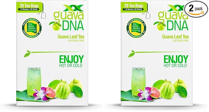 GuavaDNA Guava Leaf Tea 20 Individually Wrapped Teabags by MATCHA DNA | 100% Pure Guava Leaves Nothing Else Added (20 Teabags) (Pack of 2)