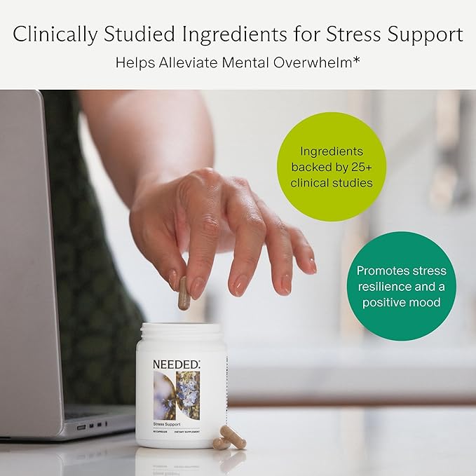 Needed. Stress Support - Herbal Blend Supporting Mood Energy and Hormone Balance for Women - Herbal Supplement of Shatavari Ashwagandha Rhodiola - Non-GMO - 30 Day Supply - 120 Capsules