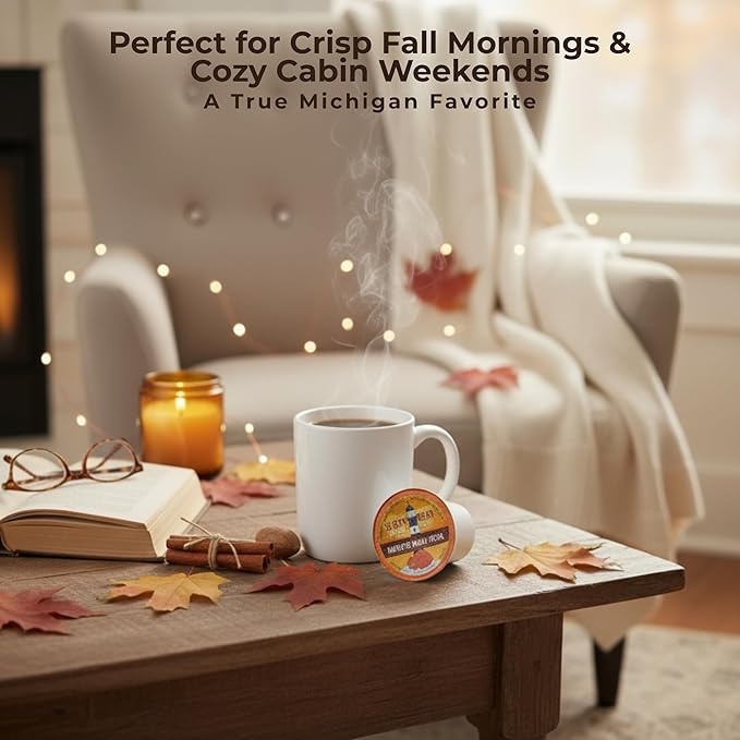 Sleepy Bear Coffee Pods Medium Roast Arabica Rich Flavor Michigan-Made Smooth &amp Sweet No Sugar Added 30ct Pods Compatible with Single-Serve Brewers (Manistee Maple Pecan)