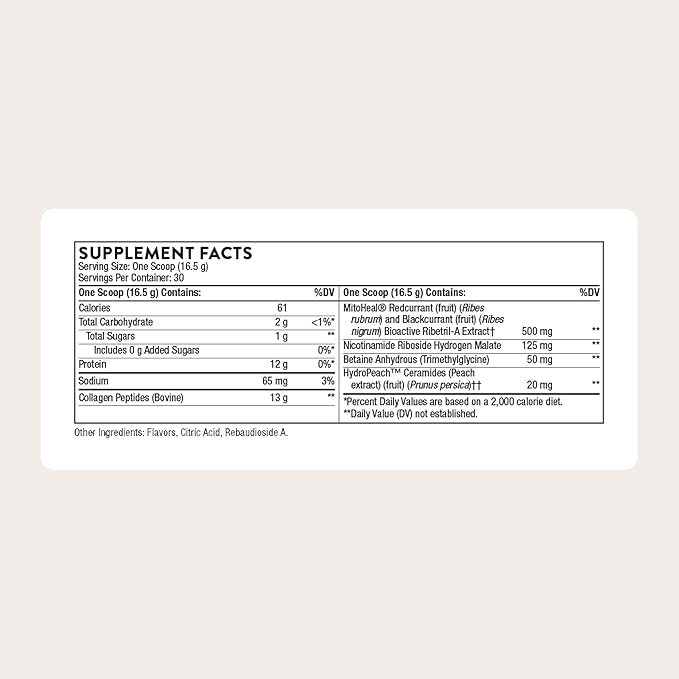 THORNE - Collagen Plus - Collagen Peptides Powder with Nicotinamide Riboside &amp Clinically Studied Ingredients for Skin Texture &amp Moisture - Healthy Skin Hair &amp Nails* - 17.5 Oz - 30 Servi