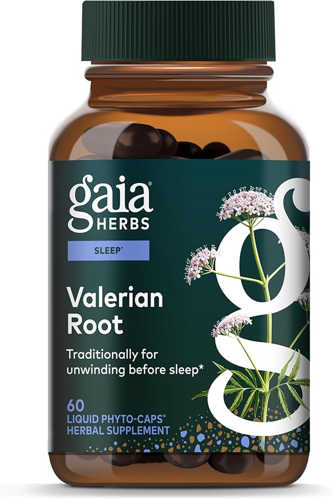 Gaia Herbs Valerian Root - Support for Calm &amp Relaxation to Prepare for Sleep* - with Valerian Root Extract - 60 Vegan Liquid Phyto-Caps (30 Servings)