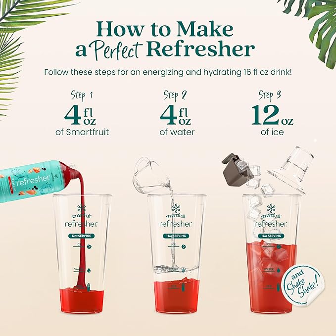 Smartfruit Renew Refresher – Strawberry Acai – Made with Real Fruit Juice No Added Sugar Coconut Water for Hydration Green Coffee Bean Extract for Natural Energy – 48oz Drink Mix