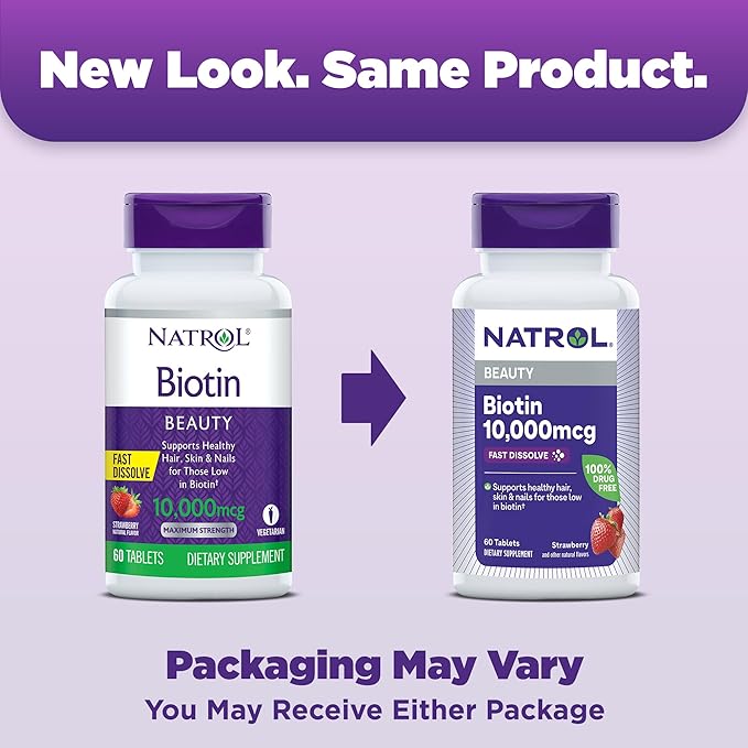 Natrol Melatonin 10mg Fast Dissolve 100ct &amp Biotin 10000mcg Fast Dissolve 60ct Strawberry Tablets Bundle for Sleep Hair Skin &amp Nails